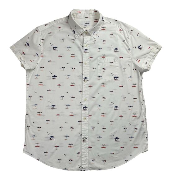 Sonoma Men's Button Up Short Sleeve Umbrella Print- L - Picture 2 of 9
